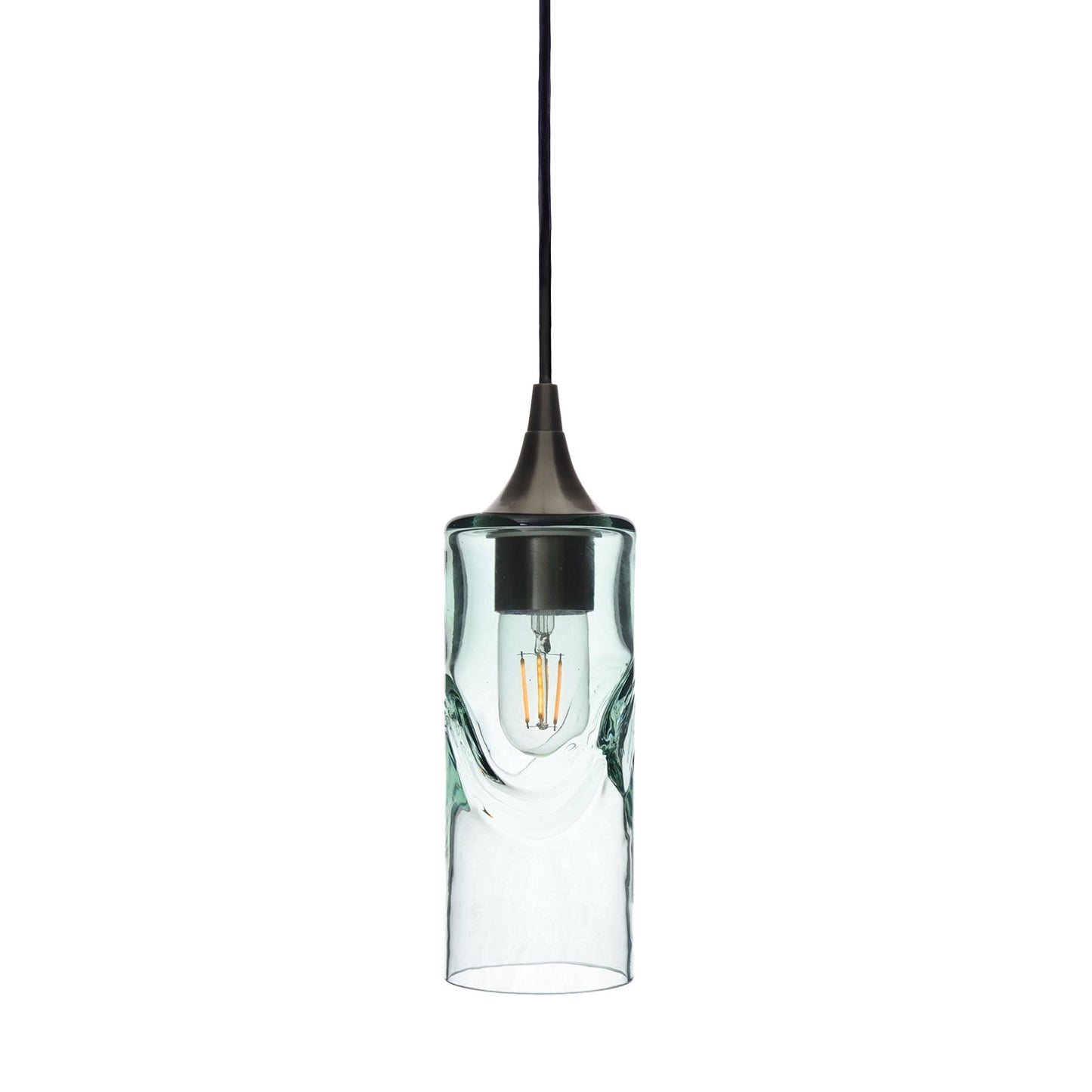 513 Swell: Single Pendant Light-Glass-Bicycle Glass Co-Eco Clear-Antique Bronze-Bicycle Glass Co