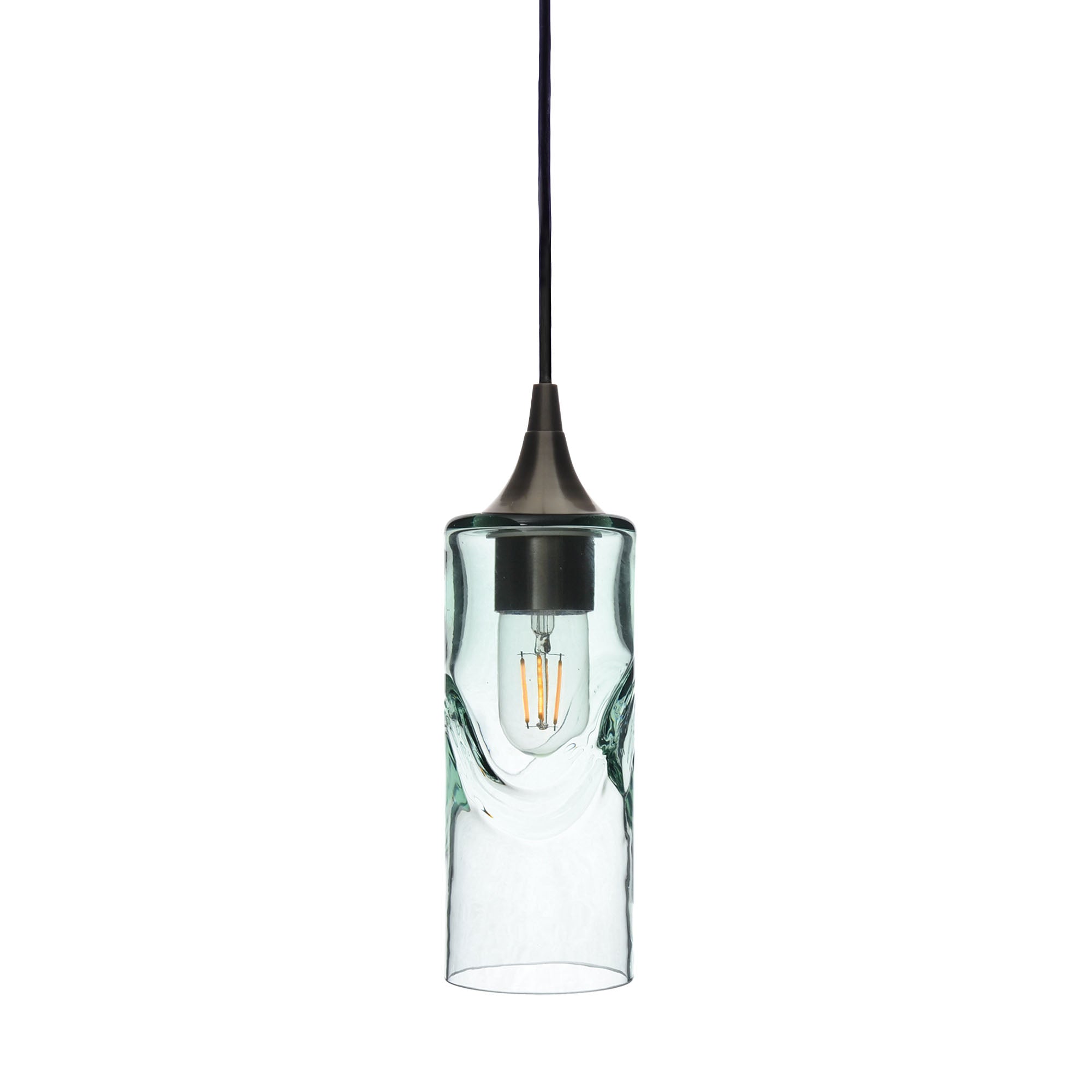 513 Swell: Single Pendant Light-Glass-Bicycle Glass Co-Eco Clear-Antique Bronze-Bicycle Glass Co