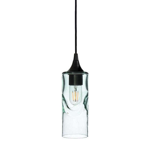 513 Swell: Single Pendant Light-Glass-Bicycle Glass Co-Eco Clear-Matte Black-Bicycle Glass Co