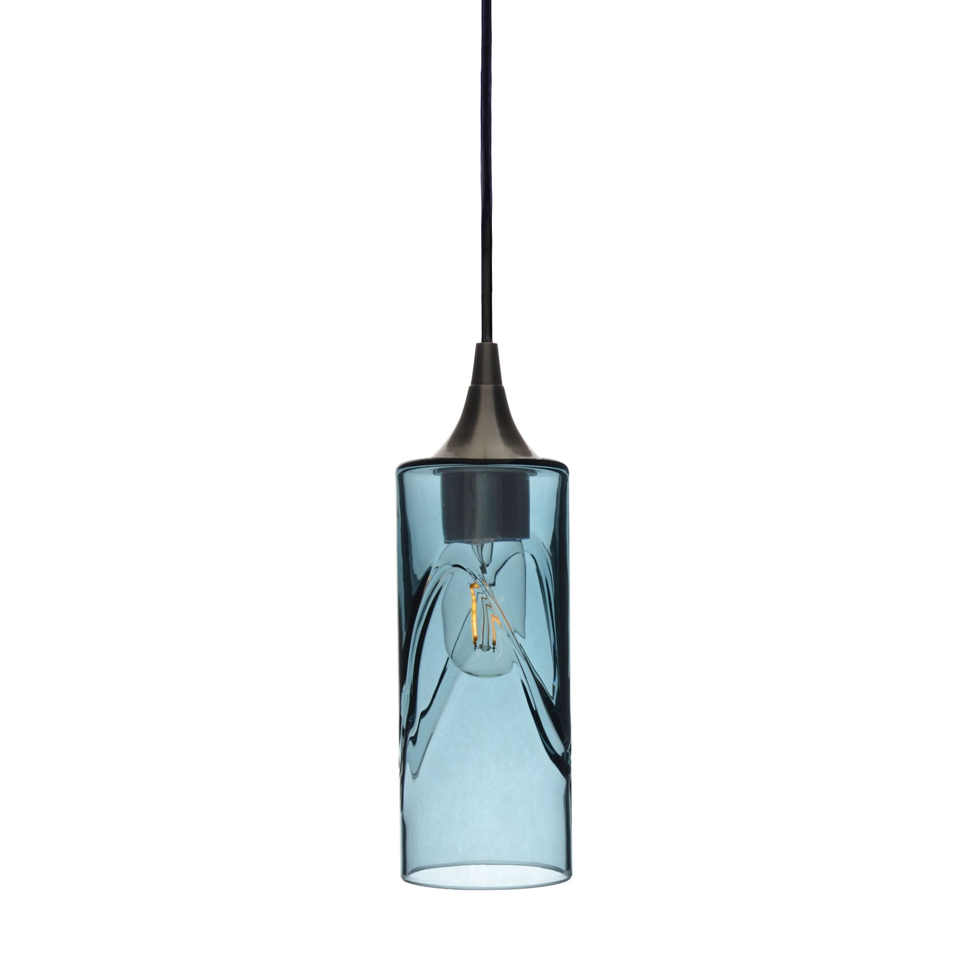 513 Swell: Single Pendant Light-Glass-Bicycle Glass Co-Slate Gray-Antique Bronze-Bicycle Glass Co