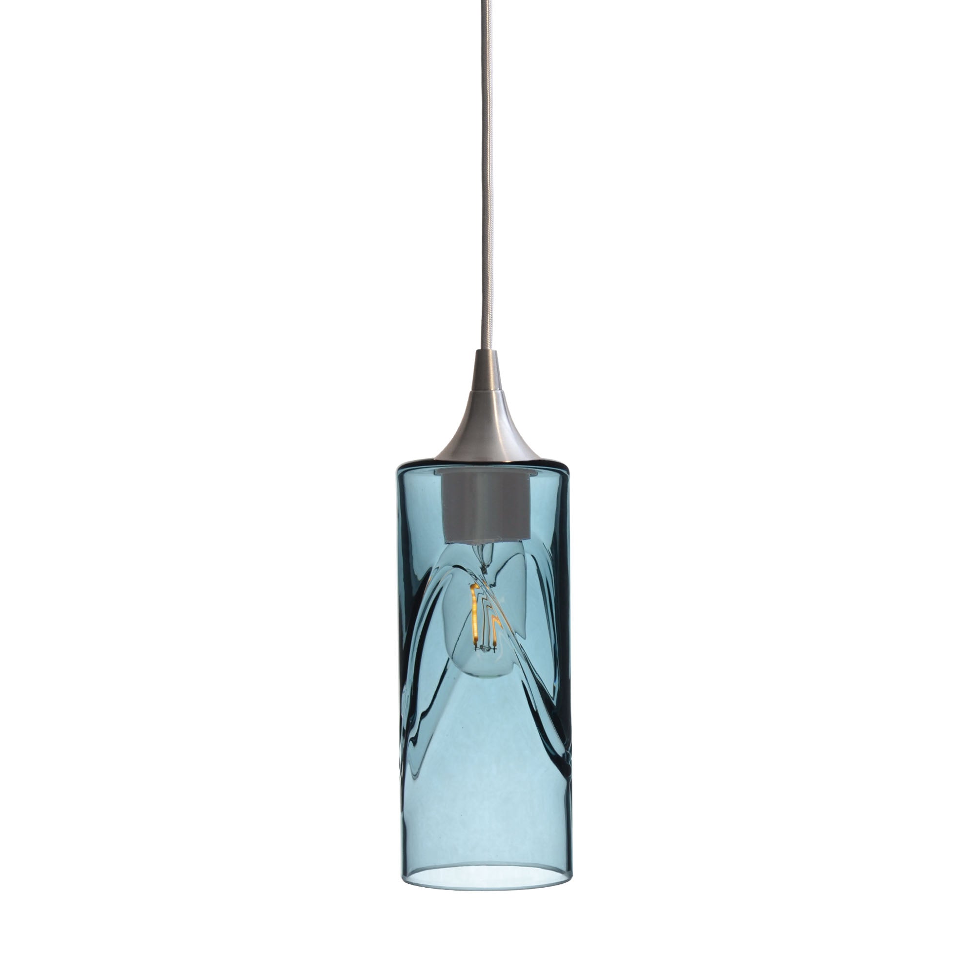 513 Swell: Single Pendant Light-Glass-Bicycle Glass Co-Slate Gray-Brushed Nickel-Bicycle Glass Co