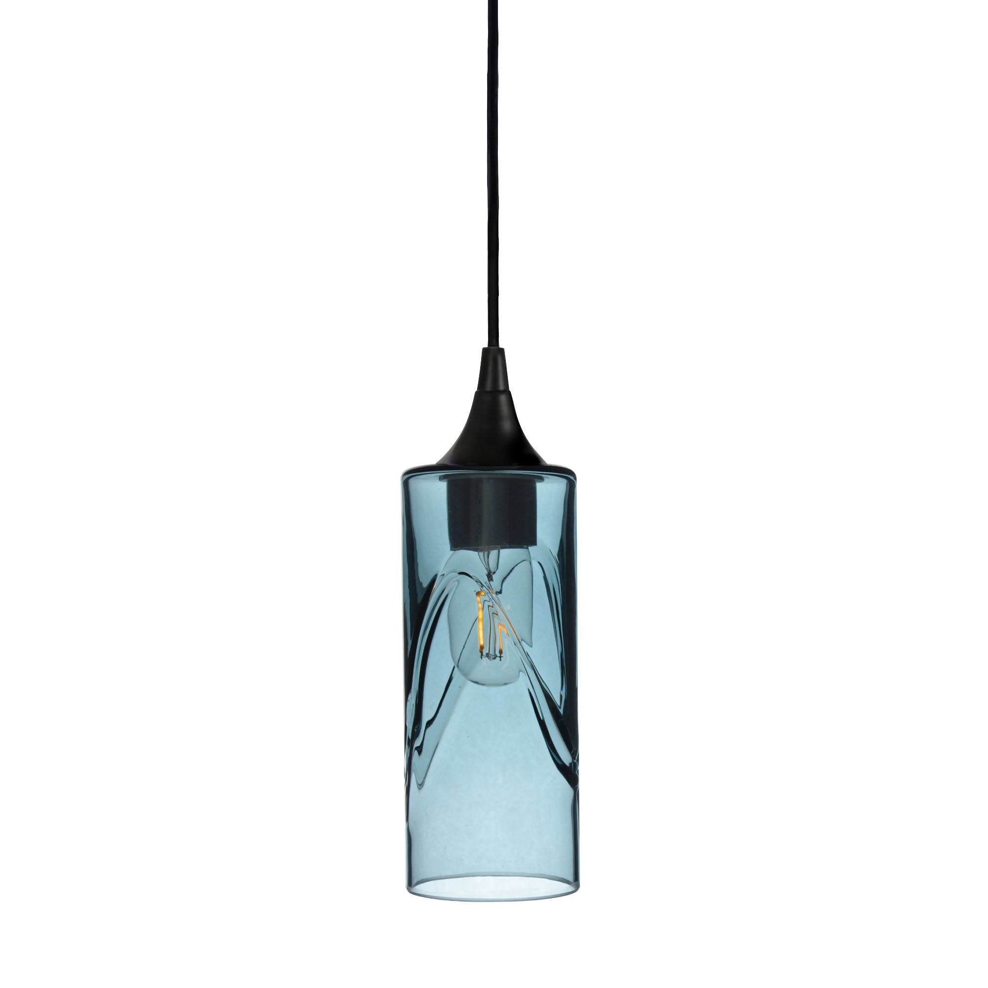 513 Swell: Single Pendant Light-Glass-Bicycle Glass Co-Slate Gray-Matte Black-Bicycle Glass Co