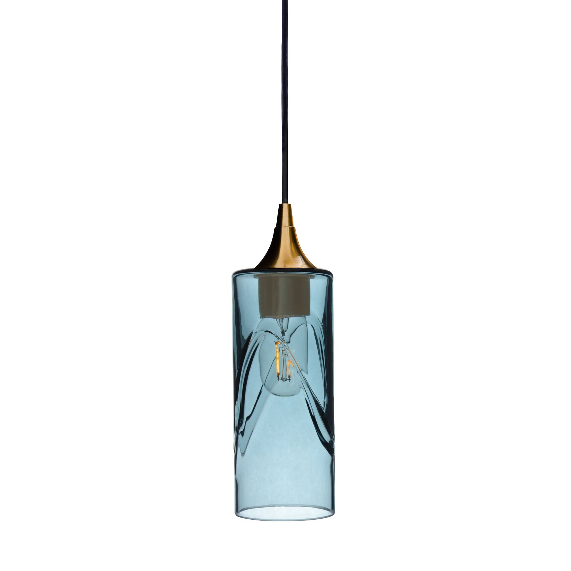 513 Swell: Single Pendant Light-Glass-Bicycle Glass Co-Slate Gray-Polished Brass-Bicycle Glass Co