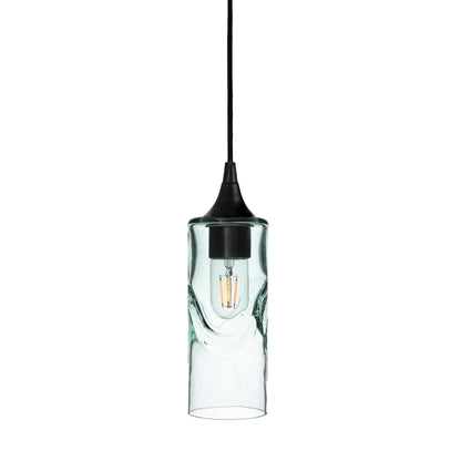 513 Swell: Single Pendant Light-Glass-Bicycle Glass Co-Eco Clear-Matte Black-Bicycle Glass Co