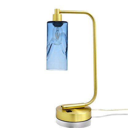 513 Swell: Table Lamp-Glass-Bicycle Glass Co - Hotshop-Steel Blue-Brushed Nickel-Bicycle Glass Co