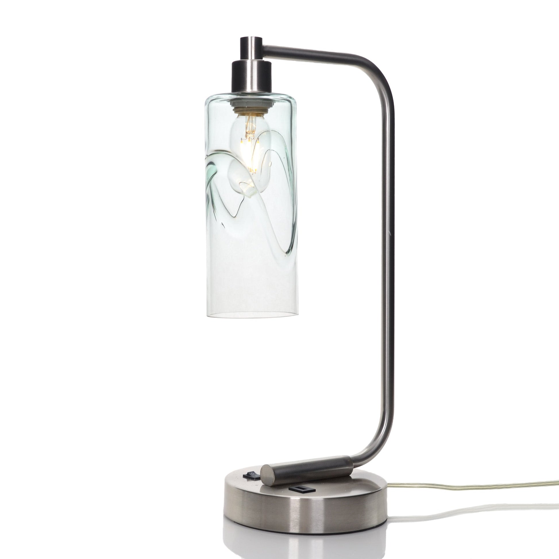 513 Swell: Table Lamp-Glass-Bicycle Glass Co - Hotshop-Eco Clear-Brushed Nickel-4 Watt LED (+$0.00)-Bicycle Glass Co