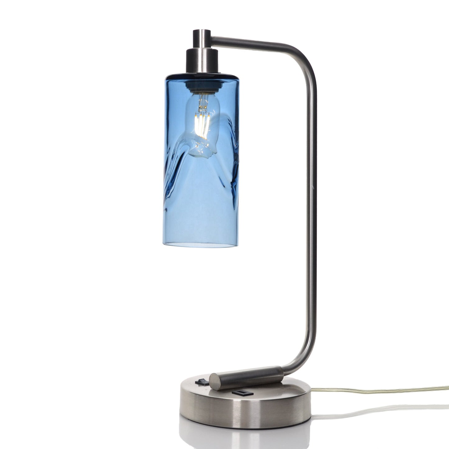 513 Swell: Table Lamp-Glass-Bicycle Glass Co - Hotshop-Steel Blue-Brushed Nickel-4 Watt LED (+$0.00)-Bicycle Glass Co