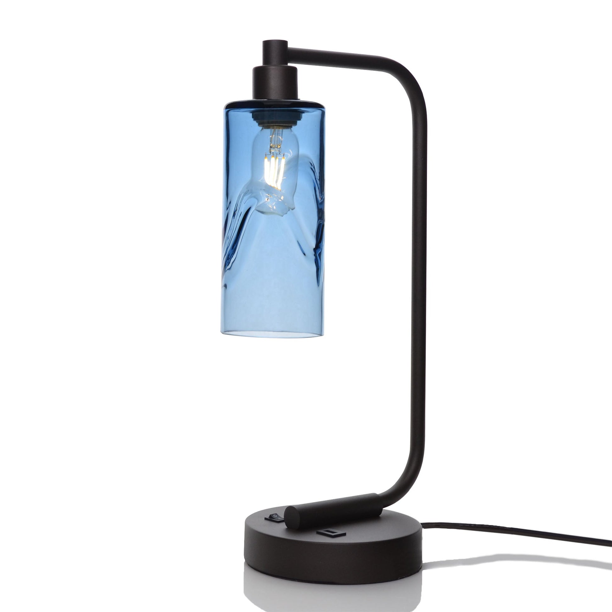 513 Swell: Table Lamp-Glass-Bicycle Glass Co - Hotshop-Steel Blue-Matte Black-Bicycle Glass Co