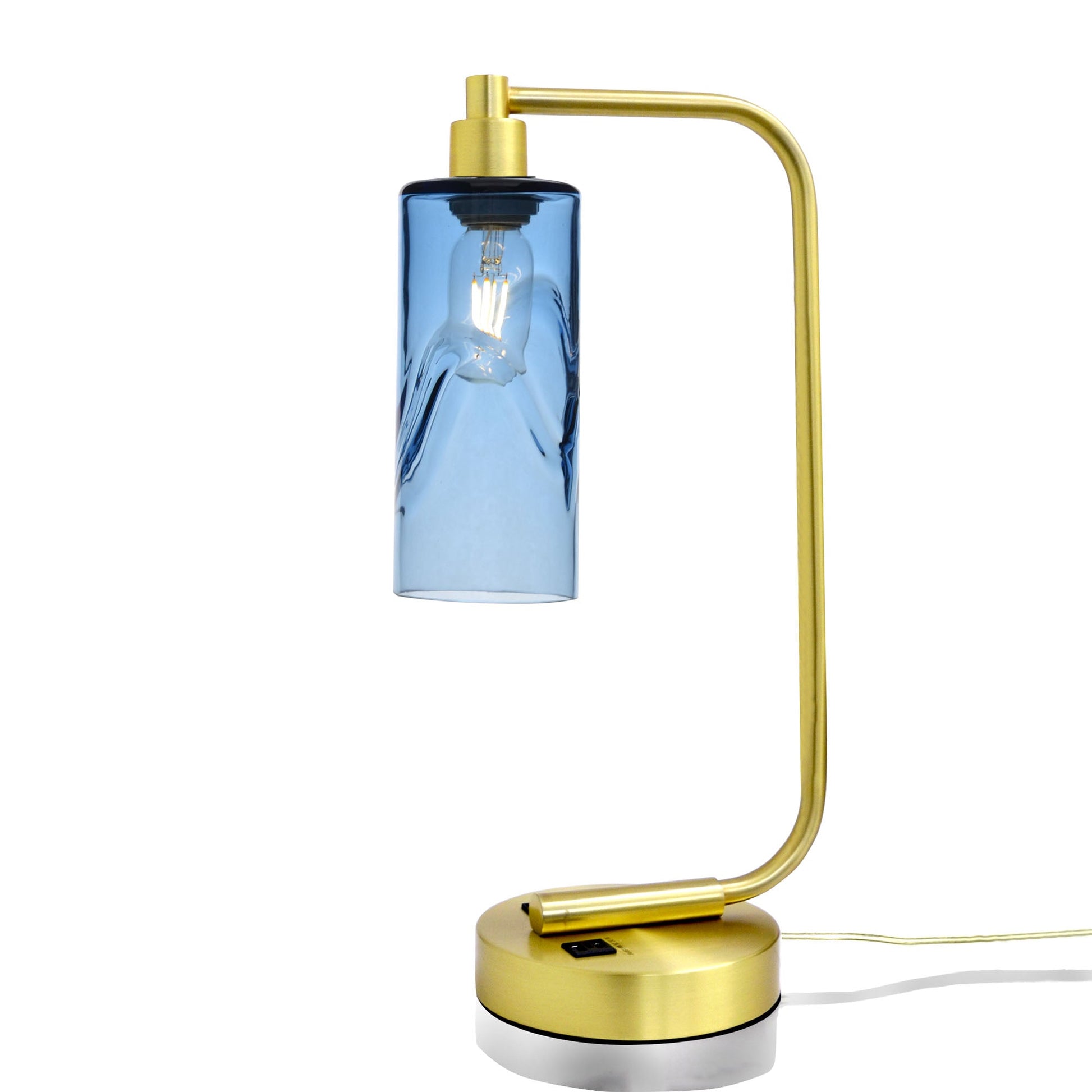 513 Swell: Table Lamp-Glass-Bicycle Glass Co - Hotshop-Steel Blue-Satin Brass-Bicycle Glass Co