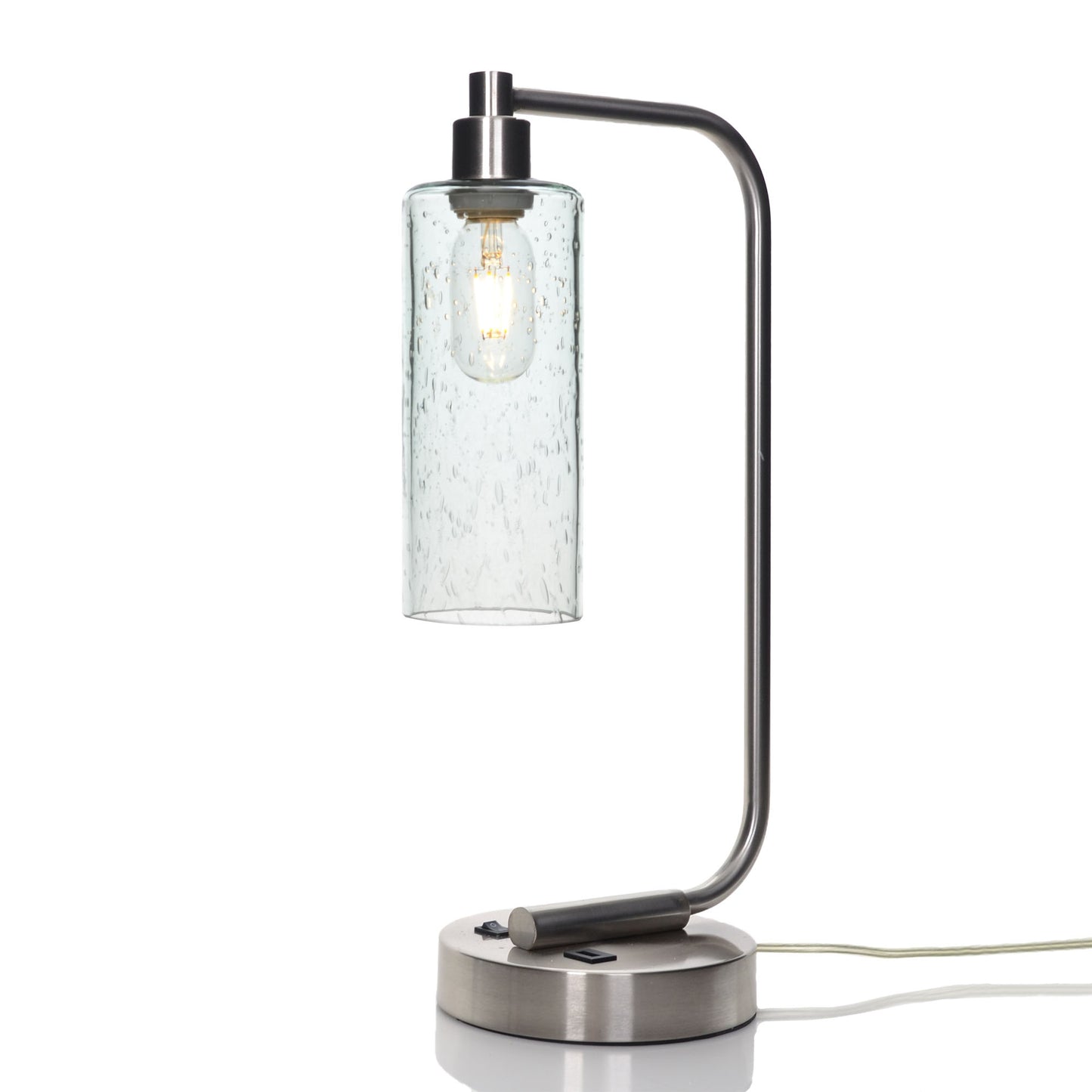513 Table Lamp-Glass-Bicycle Glass Co - Hotshop-Lunar-Eco Clear-Brushed Nickel-Bicycle Glass Co