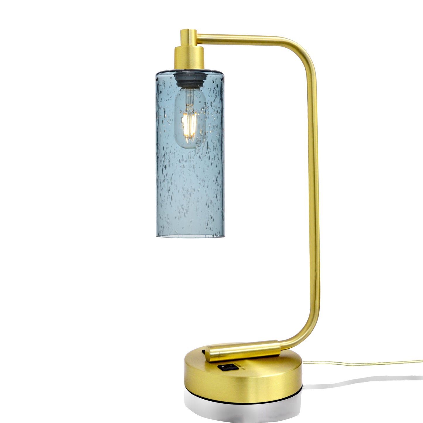 513 Table Lamp-Glass-Bicycle Glass Co - Hotshop-Lunar-Slate Gray-Satin Brass-Bicycle Glass Co