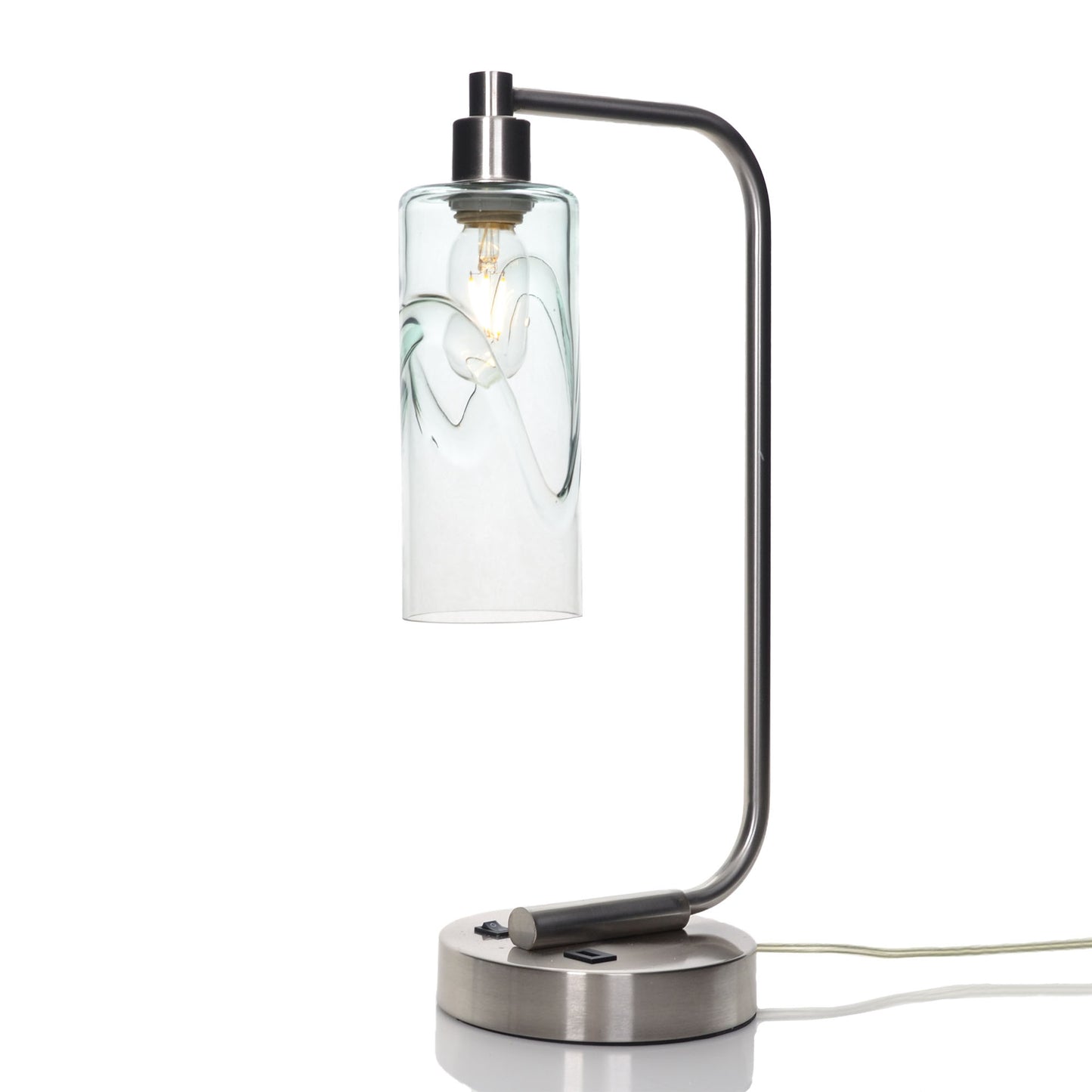 513 Table Lamp-Glass-Bicycle Glass Co - Hotshop-Swell-Eco Clear-Brushed Nickel-Bicycle Glass Co