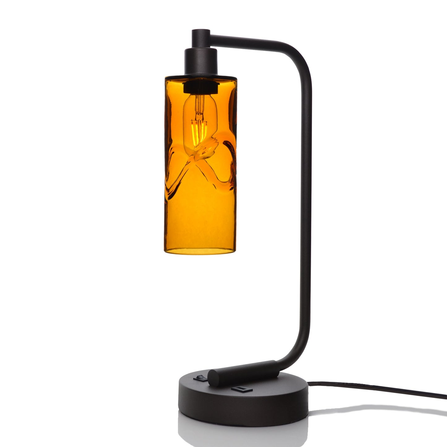 513 Table Lamp-Glass-Bicycle Glass Co - Hotshop-Swell-Golden Amber-Matte Black-Bicycle Glass Co