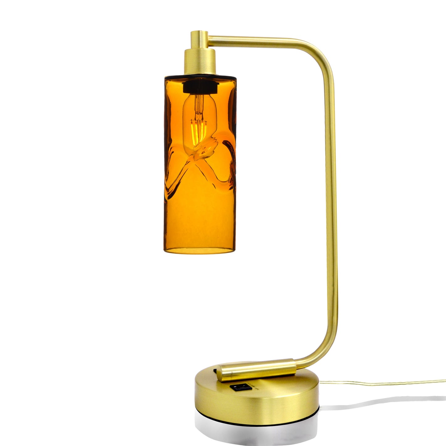 513 Table Lamp-Glass-Bicycle Glass Co - Hotshop-Swell-Golden Amber-Satin Brass-Bicycle Glass Co
