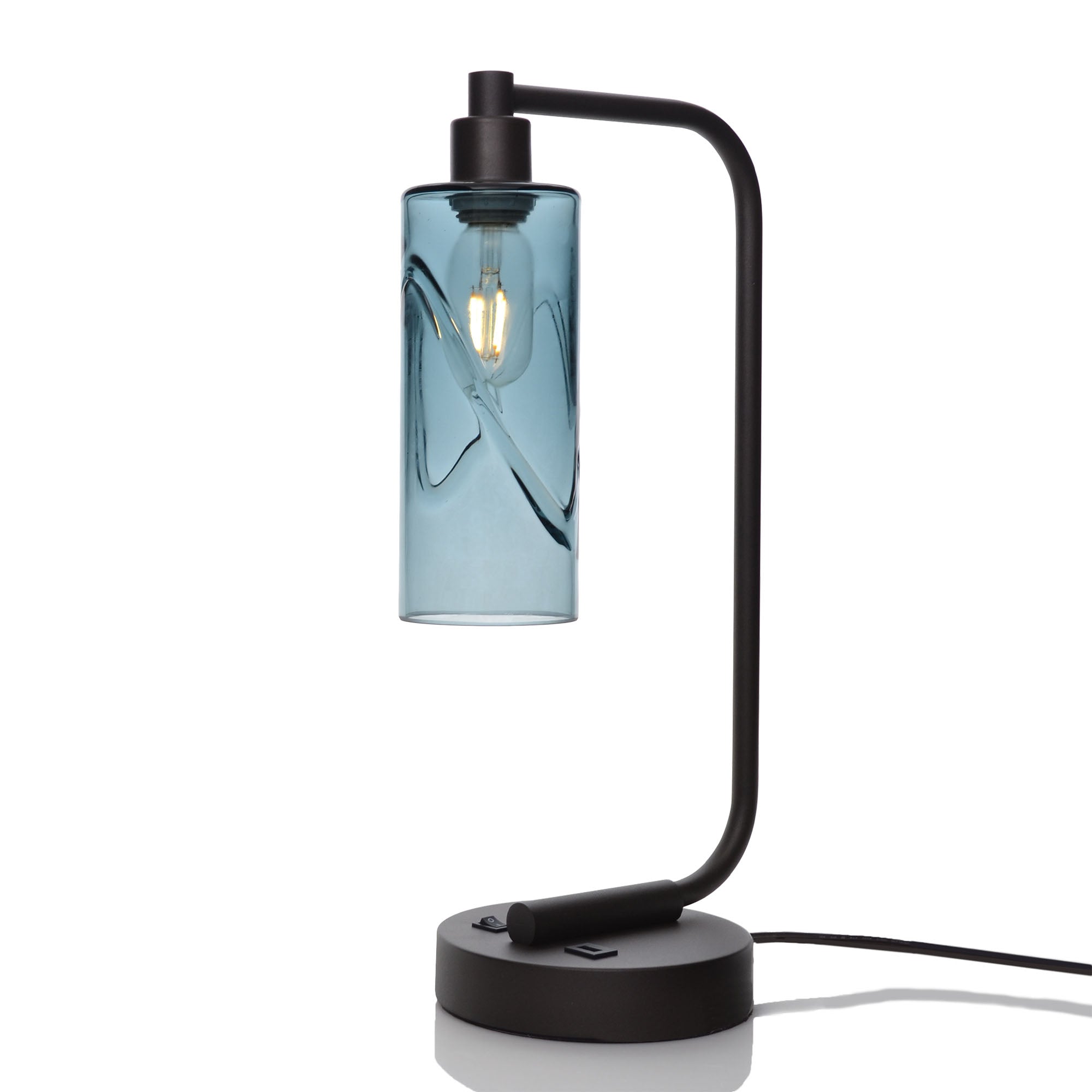513 Table Lamp-Glass-Bicycle Glass Co - Hotshop-Swell-Slate Gray-Matte Black-Bicycle Glass Co