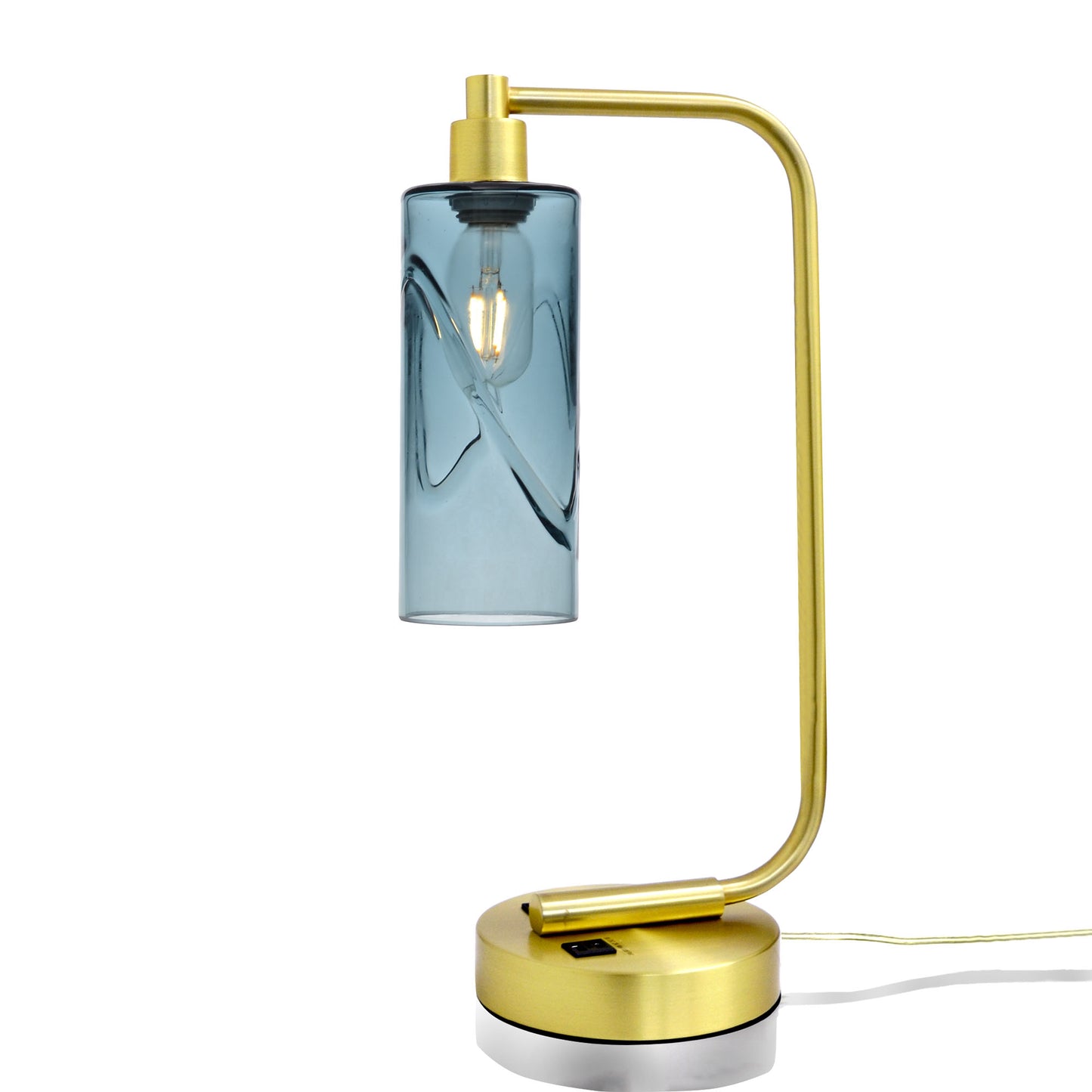 513 Table Lamp-Glass-Bicycle Glass Co - Hotshop-Swell-Slate Gray-Satin Brass-Bicycle Glass Co