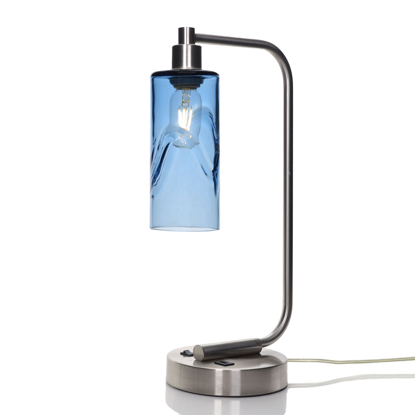 513 Table Lamp-Glass-Bicycle Glass Co - Hotshop-Swell-Steel Blue-Brushed Nickel-Bicycle Glass Co