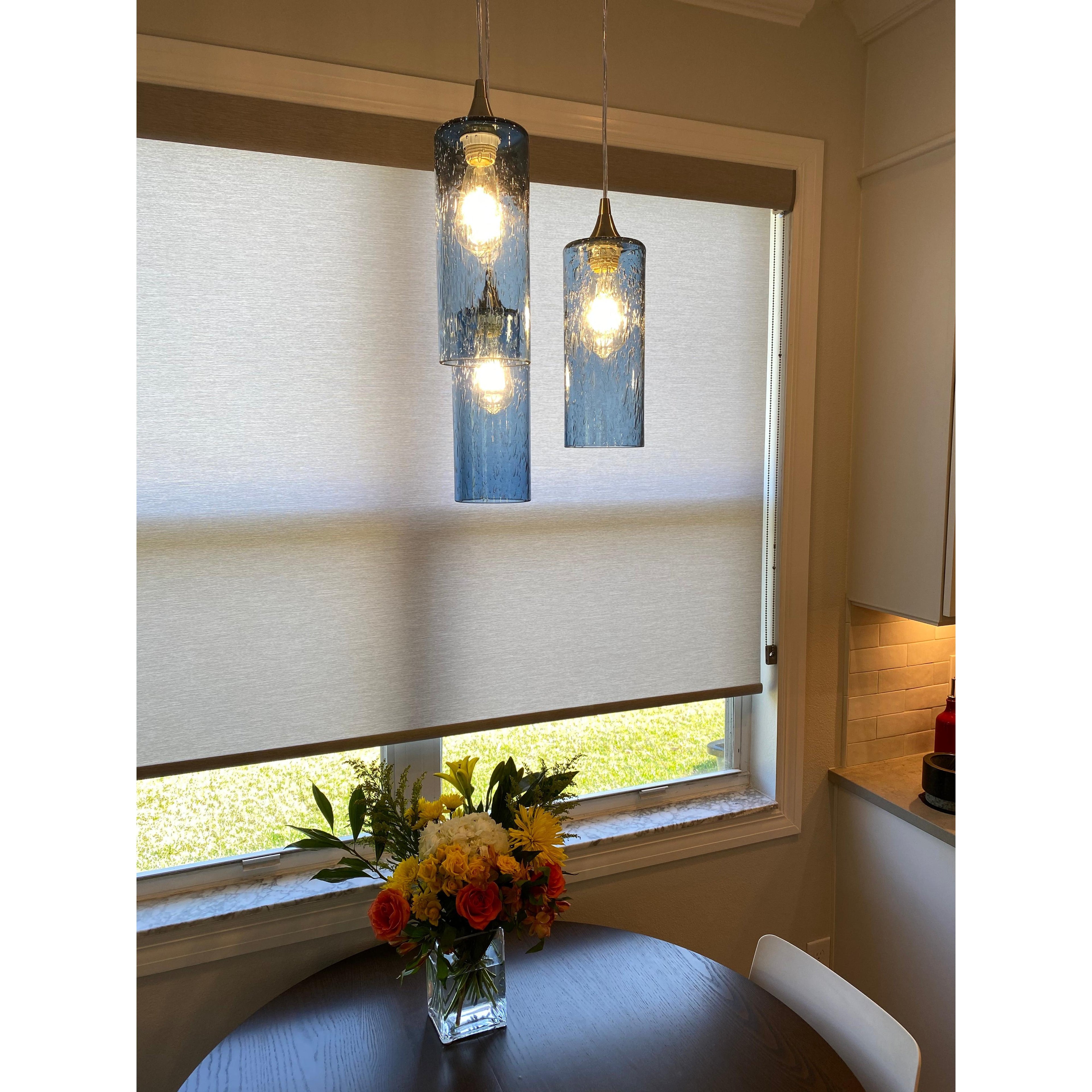 515 3 Pendant Cascade Chandelier-Glass-Bicycle Glass Co-Matte Black - 4ft Cord-Lunar-Steel Blue-Bicycle Glass Co