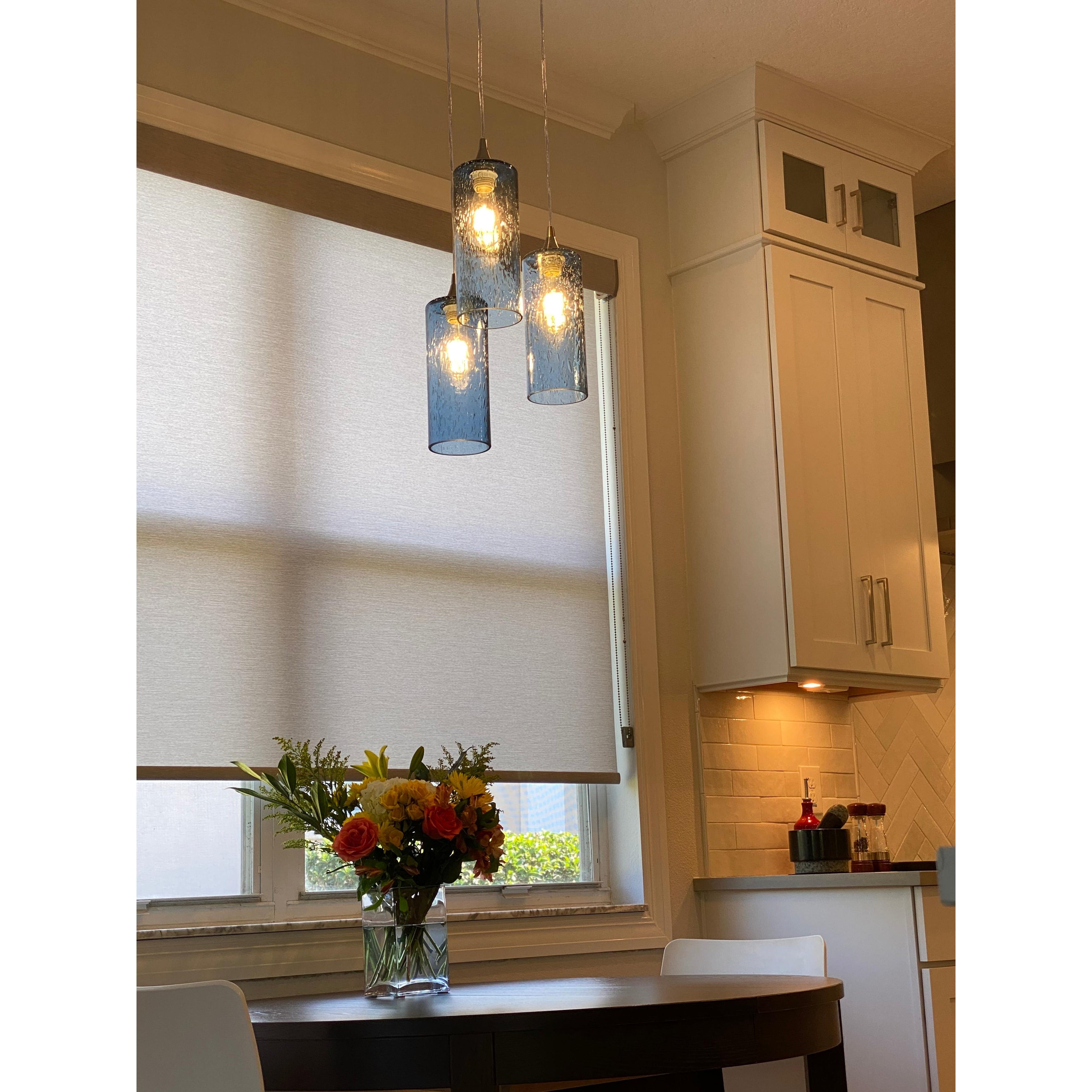 515 3 Pendant Cascade Chandelier-Glass-Bicycle Glass Co-Matte Black - 4ft Cord-Lunar-Steel Blue-Bicycle Glass Co
