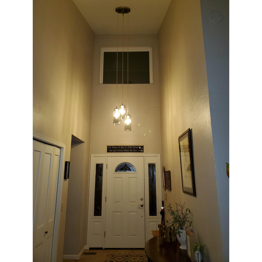 515 3 Pendant Cascade Chandelier-Glass-Bicycle Glass Co-Matte Black - 4ft Cord-Lunar-Steel Blue-Bicycle Glass Co