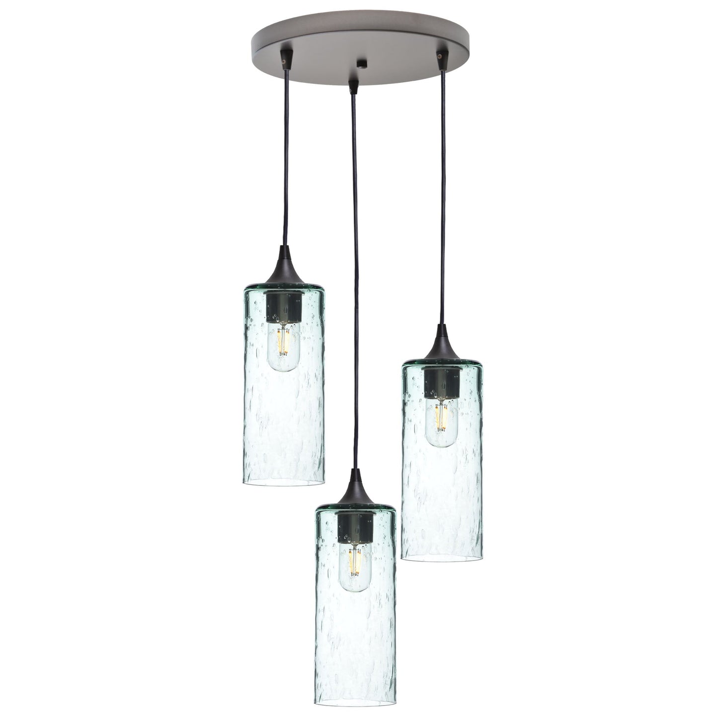 515 3 Pendant Cascade Chandelier-Glass-Bicycle Glass Co - Hotshop-Antique Bronze - 4ft Cord-Lunar-Eco Clear-Bicycle Glass Co