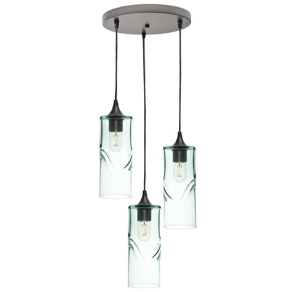 515 3 Pendant Cascade Chandelier-Glass-Bicycle Glass Co - Hotshop-Antique Bronze - 4ft Cord-Swell-Eco Clear-Bicycle Glass Co