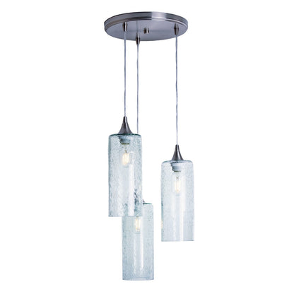 515 3 Pendant Cascade Chandelier-Glass-Bicycle Glass Co - Hotshop-Brushed Nickel - 4ft Cord-Lunar-Eco Clear-Bicycle Glass Co