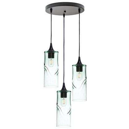515 3 Pendant Cascade Chandelier-Glass-Bicycle Glass Co - Hotshop-Matte Black - 4ft Cord-Swell-Eco Clear-Bicycle Glass Co