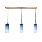 515 3 Pendant Linear Chandelier-Glass-Bicycle Glass Co - Hotshop-Matte Black - 4ft Cord-Lunar-Steel Blue-Bicycle Glass Co