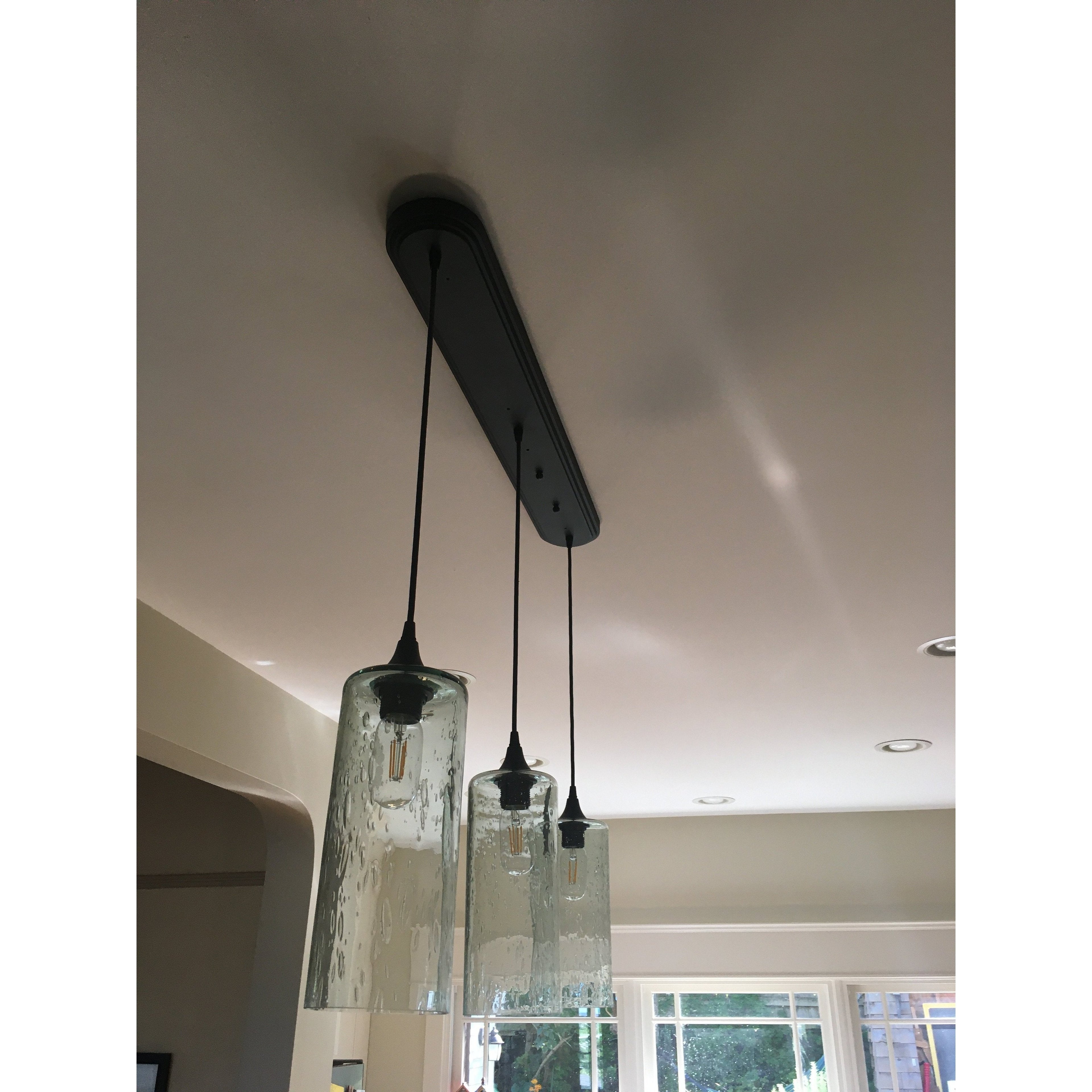 515 3 Pendant Linear Chandelier-Glass-Bicycle Glass Co - Hotshop-Matte Black - 4ft Cord-Lunar-Steel Blue-Bicycle Glass Co