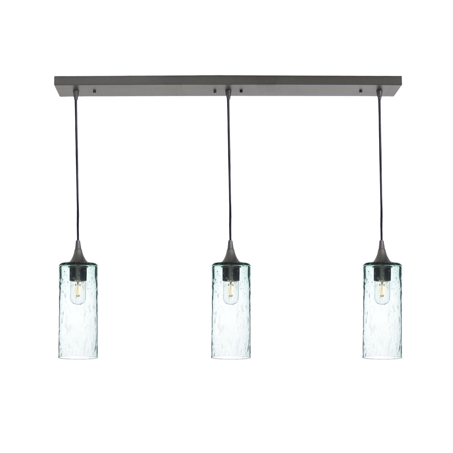 515 3 Pendant Linear Chandelier-Glass-Bicycle Glass Co - Hotshop-Antique Bronze - 4ft Cord-Lunar-Eco Clear-Bicycle Glass Co