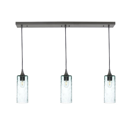 515 3 Pendant Linear Chandelier-Glass-Bicycle Glass Co - Hotshop-Antique Bronze - 4ft Cord-Lunar-Eco Clear-Bicycle Glass Co