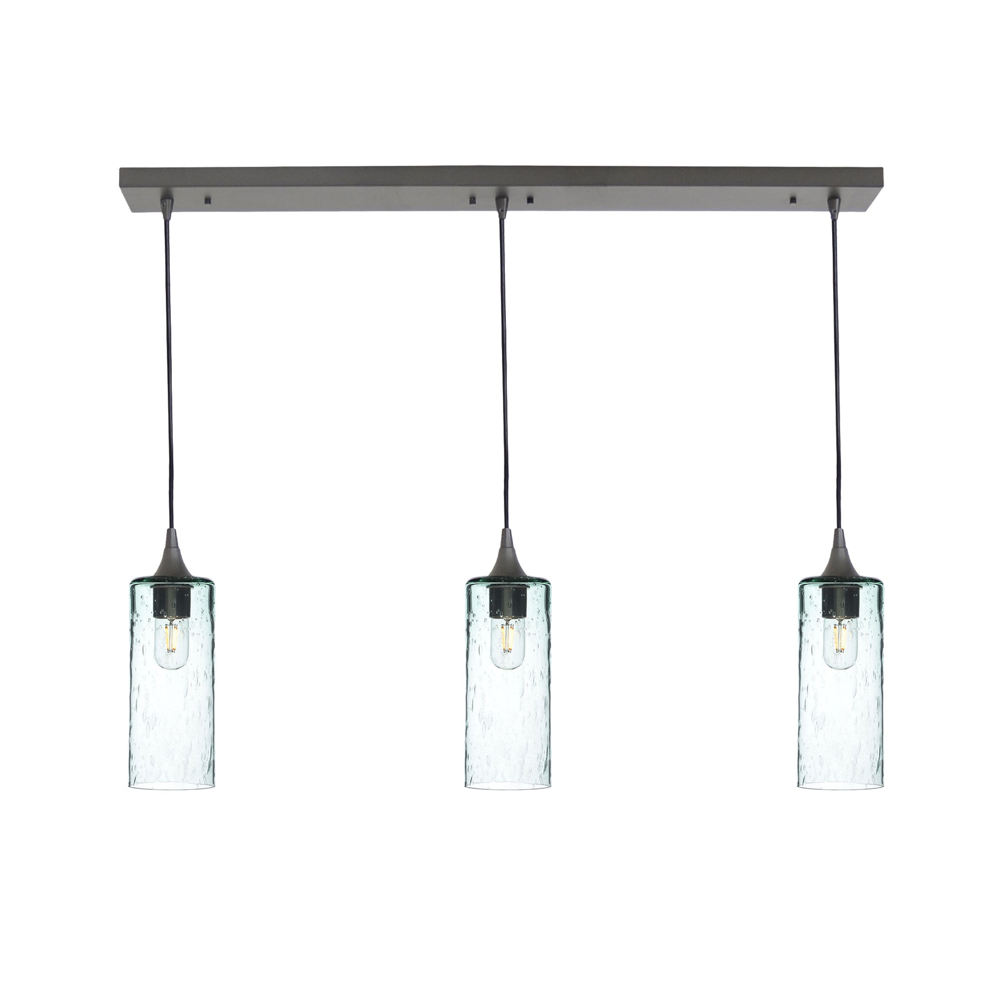515 3 Pendant Linear Chandelier-Glass-Bicycle Glass Co - Hotshop-Antique Bronze - 4ft Cord-Lunar-Eco Clear-Bicycle Glass Co