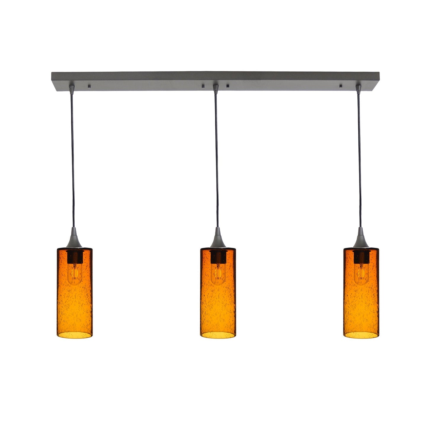 515 3 Pendant Linear Chandelier-Glass-Bicycle Glass Co - Hotshop-Antique Bronze - 4ft Cord-Lunar-Golden Amber-Bicycle Glass Co
