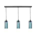 515 3 Pendant Linear Chandelier-Glass-Bicycle Glass Co - Hotshop-Antique Bronze - 4ft Cord-Lunar-Slate Gray-Bicycle Glass Co