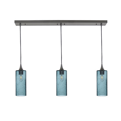 515 3 Pendant Linear Chandelier-Glass-Bicycle Glass Co - Hotshop-Antique Bronze - 4ft Cord-Lunar-Slate Gray-Bicycle Glass Co