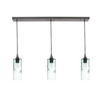 515 3 Pendant Linear Chandelier-Glass-Bicycle Glass Co - Hotshop-Antique Bronze - 4ft Cord-Swell-Eco Clear-Bicycle Glass Co