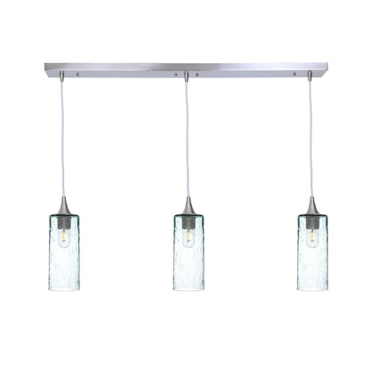 515 3 Pendant Linear Chandelier-Glass-Bicycle Glass Co - Hotshop-Brushed Nickel - 4ft Cord-Lunar-Eco Clear-Bicycle Glass Co