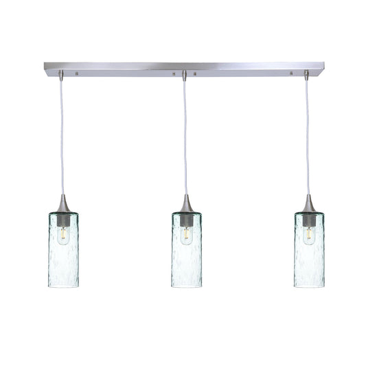 515 3 Pendant Linear Chandelier-Glass-Bicycle Glass Co - Hotshop-Brushed Nickel - 4ft Cord-Lunar-Eco Clear-Bicycle Glass Co