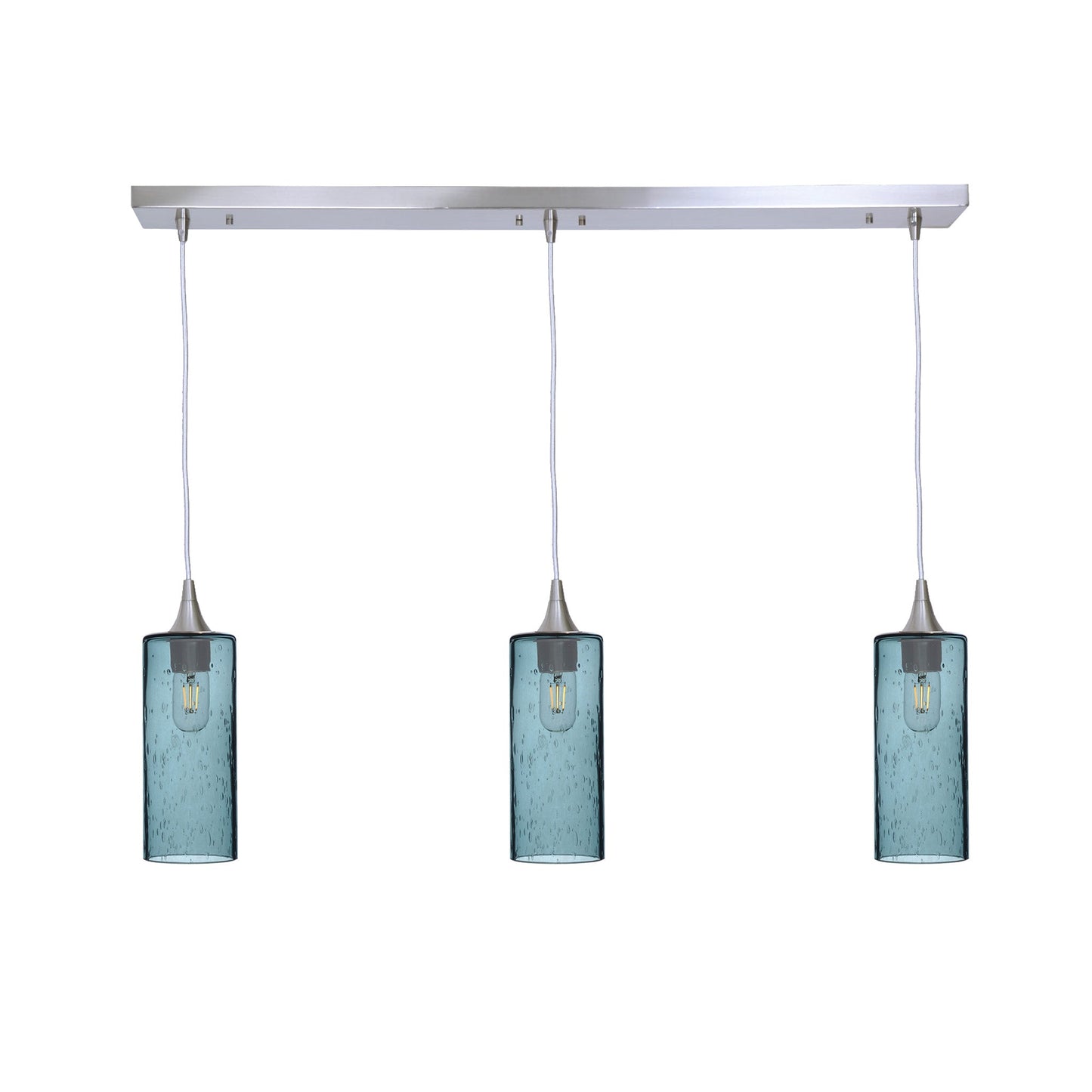 515 3 Pendant Linear Chandelier-Glass-Bicycle Glass Co - Hotshop-Brushed Nickel - 4ft Cord-Lunar-Slate Gray-Bicycle Glass Co