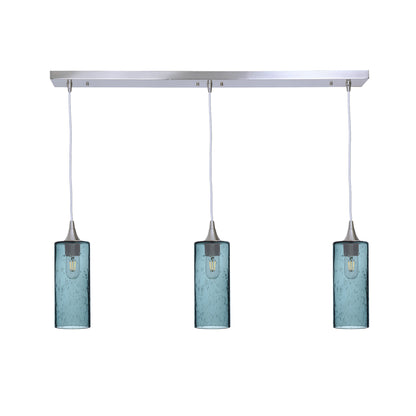 515 3 Pendant Linear Chandelier-Glass-Bicycle Glass Co - Hotshop-Brushed Nickel - 4ft Cord-Lunar-Slate Gray-Bicycle Glass Co