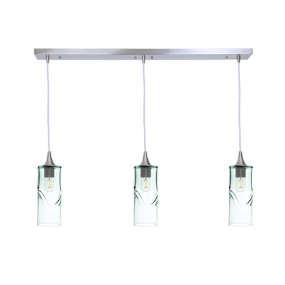515 3 Pendant Linear Chandelier-Glass-Bicycle Glass Co - Hotshop-Brushed Nickel - 4ft Cord-Swell-Eco Clear-Bicycle Glass Co