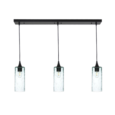 515 3 Pendant Linear Chandelier-Glass-Bicycle Glass Co - Hotshop-Matte Black - 4ft Cord-Lunar-Eco Clear-Bicycle Glass Co