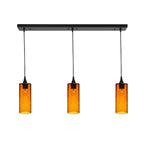 515 3 Pendant Linear Chandelier-Glass-Bicycle Glass Co - Hotshop-Matte Black - 4ft Cord-Lunar-Golden Amber-Bicycle Glass Co