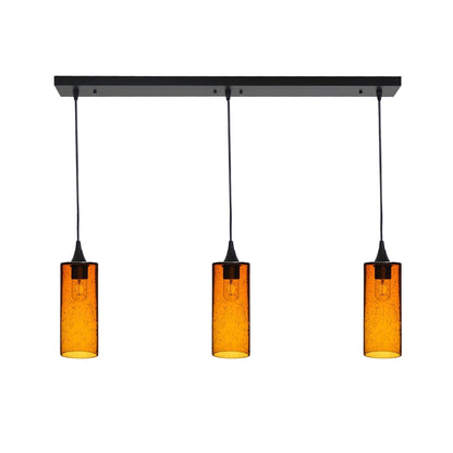 515 3 Pendant Linear Chandelier-Glass-Bicycle Glass Co - Hotshop-Matte Black - 4ft Cord-Lunar-Golden Amber-Bicycle Glass Co