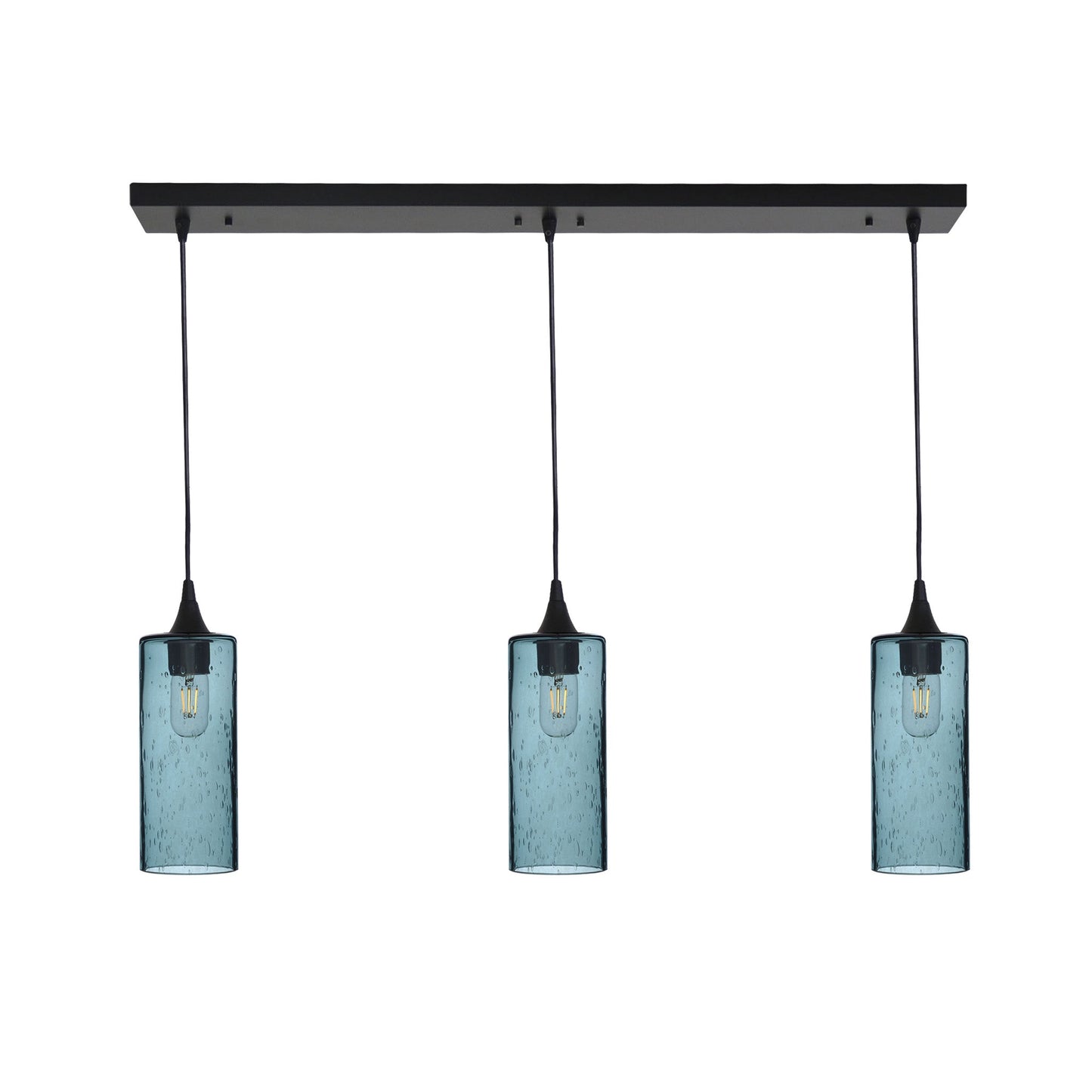 515 3 Pendant Linear Chandelier-Glass-Bicycle Glass Co - Hotshop-Matte Black - 4ft Cord-Lunar-Slate Gray-Bicycle Glass Co