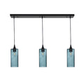 515 3 Pendant Linear Chandelier-Glass-Bicycle Glass Co - Hotshop-Matte Black - 4ft Cord-Lunar-Slate Gray-Bicycle Glass Co