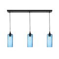 515 3 Pendant Linear Chandelier-Glass-Bicycle Glass Co - Hotshop-Matte Black - 4ft Cord-Lunar-Steel Blue-Bicycle Glass Co