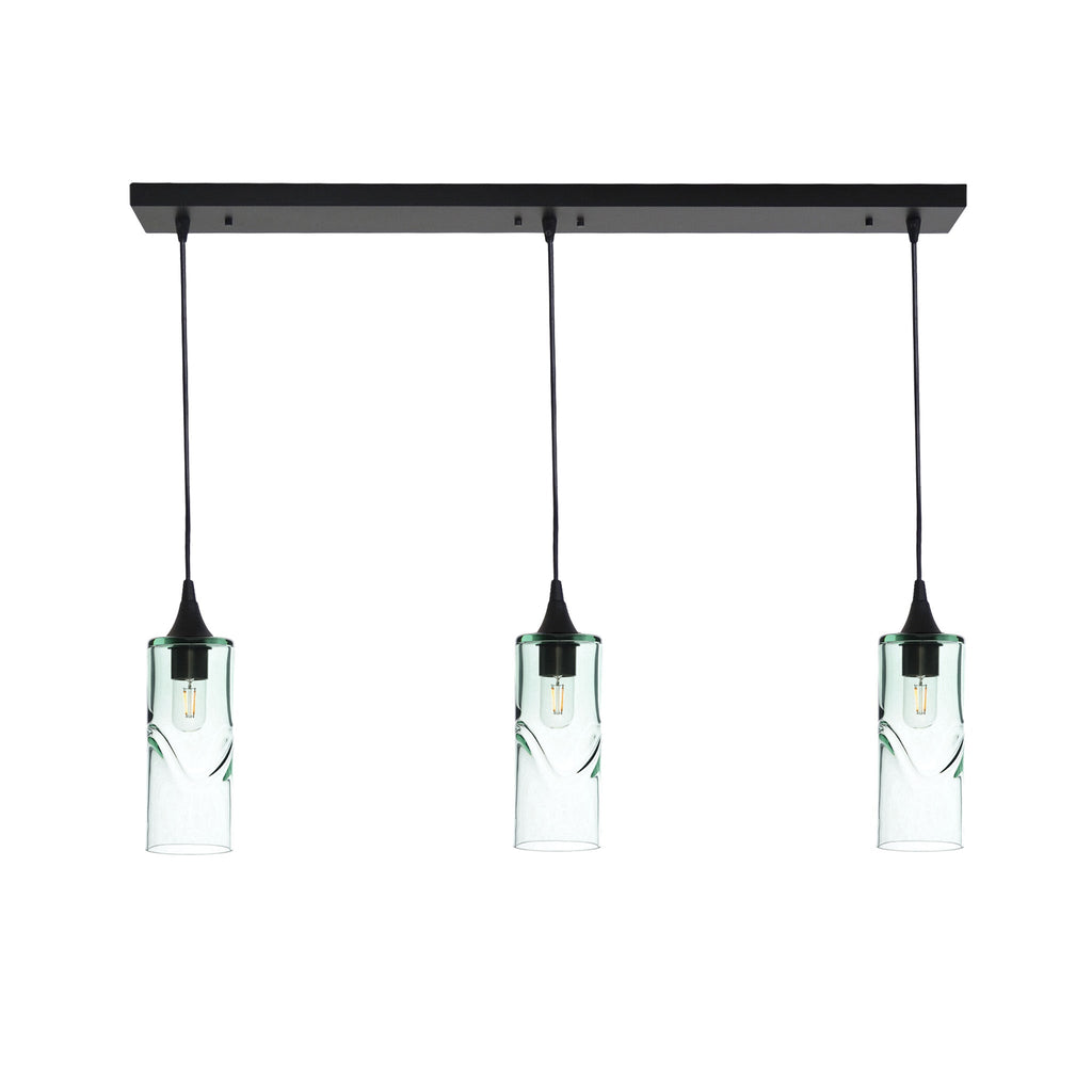 515 3 Pendant Linear Chandelier-Glass-Bicycle Glass Co - Hotshop-Matte Black - 4ft Cord-Swell-Eco Clear-Bicycle Glass Co