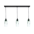 515 3 Pendant Linear Chandelier-Glass-Bicycle Glass Co - Hotshop-Matte Black - 4ft Cord-Swell-Eco Clear-Bicycle Glass Co